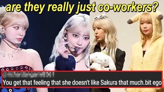 are Sakura & Chaewon just co-workers? *fake* friendship? (SsamKkura REAL moments 2018-2024)