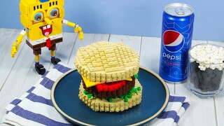 Spongebob ทำแฮมเบอร์เกอร์ที่ Krusty Krab \ Stop Motion Cooking & ASMR