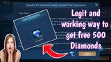 How to get free 500 diamonds in mobile legends | Double 11 Diamond Vault advanced experience