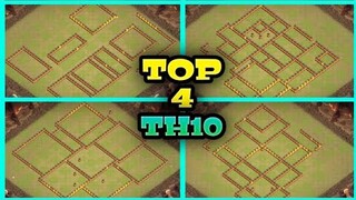 TOP 4 TH10 POPULAR WAR BASES + REPLAY PROOF + LINK | ANTI DRAGONS / ZAP WITCHES | CLASH OF CLANS