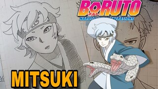 menggambar mitsuki dari anime boruto