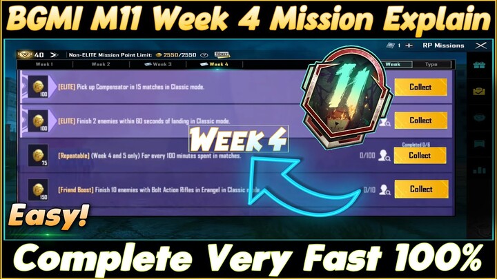 BGMI M11 Week 4 Mission Explain | M11 Rp Week 4 Mission Explain In Pubg Mobile