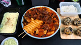 Real Eating without Talking | Spicy Rib Steak & Rice Cake & Egg Cake & Korean Rice Roll