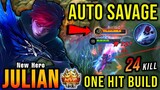 24 Kills!! New Hero Julian One Hit Build (AUTO SAVAGE) - Build Top 1 Global Julian ~ MLBB