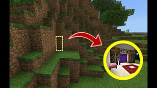 CÁCH LÀM NHÀ BÍ MẬT TRONG VÁCH NÚI MỞ KHÓA BẰNG CUNG TÊN TRONG MCPE | Minecraft PE 1.2