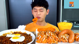 Mukbang mì tương đen và xúc xích #anngon