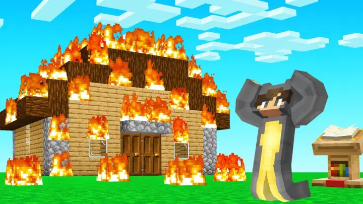 So He CHEATED And BURNED My Minecraft House... (troll)