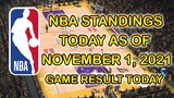 NBA STANDINGS AS OF NOVEMBER 1, 2021/NBA GAMES RESULTS TODAY | NBA 2020-21 REGULAR SEASON