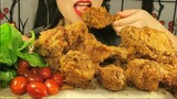 ASMR eating  fried chicken and Vegetable