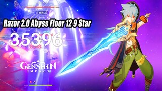 Genshin Impact - Razor 2.0 Abyss Floor 12 9 Star Gameplay - Ayaka First Half