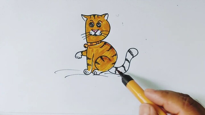 Simple cat drawing from-B.B দিয়ে সহজে বিড়াল আকাঁ শিখুন