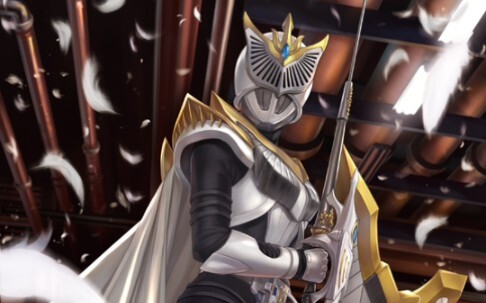 The first female knight of the Heisei era, Kamen Rider Hanamune, uses all the skill cards