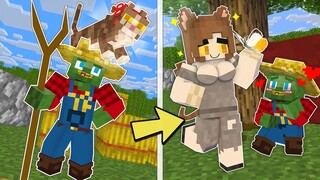 Monster School : Cute CAT Girl and Poor Zombie Farmer - Minecraft Animation