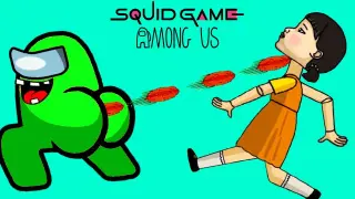 SQUID doll VS IMPOSTOR. Squid Game & Among Us animation. Squid Game dancing doll & impostor pooping