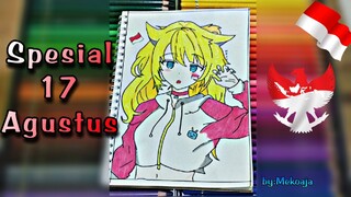 SPESIAL MENYAMBUT 17 AGUSTUS 🇮🇩 - mewarnai anime (by : MekoAja)