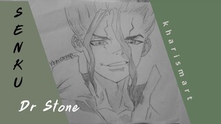 part 1(bnw) menggambar Senku - Dr Stone