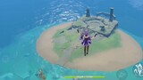 Keqing flew to the uninhabited island in only 16 seconds!
