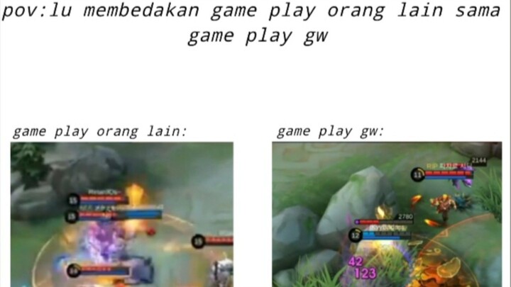 perbedaan game play orang lain sama game play gw, (beda jauh bjir). #mememlbb#mlmeme#exemlbb