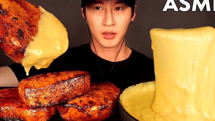 ASMR FILET MIGNON & STRETCHY CHEESE FONDUE MUKBANG (No Talking) COOKING