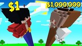 🌈ถ้าเกิด!? บ้านสกินยาว คนจน $1 เหรียญ VS  บ้านสกินยาว คนรวย $1,000,000 เหรียญ (Minecraft พากย์ไทย)