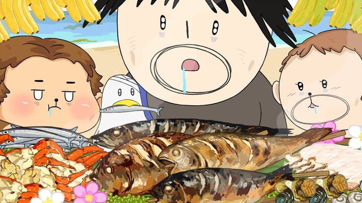 [Đặc biệt Đảo Không Người] Ăn buffet hải sản (cá nướng, ốc xà cừ, sashimi, cua, chuối) để sinh tồn