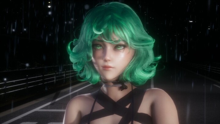 Versi 3D Tatsumaki [One Punch Man]-Kucing merah muda MMD/HS2