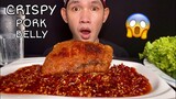 MUKBANG ASMR EATING CRISPY PORK BELLY | With Sauce Chili Spicy
