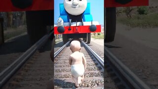 GTA V: BABY SAVING FRANKLIN FROM THOMAS TRAIN #shorts