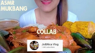 ASMR MUKBANG SPICY GARLIC BUTTERED SHRIMP, MUSSELS, & CORN  COLLAB WITH @Jo&Nica Vlog