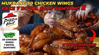 KONTEN PALING GAMASUK AKAL GW ‼️ MUKBANG 50 AYAM PIZZA HUT + 7 BOTOL SAUS SAMYANG GILAAAAA