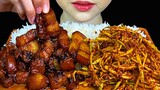 SPICY FOOD||Braised Pork Belly, Spicy Mango Salad & White Rice * MUKBANG SOUNDS *