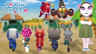 SQUID GAME FUNNY~🚩🚦🌈Subway Surfer, Talking Tom Hero Dash, Tom Gold Run and Subway Princes- Race