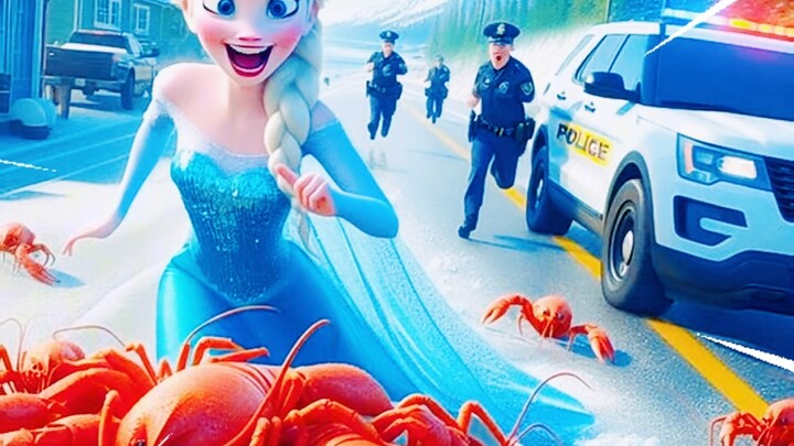 Princess Elsa came to the seafood market to buy lobsters and was chased by the police