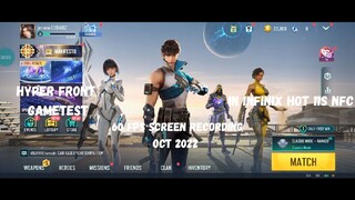 Hyper Front Gametest in Infinix hot 11s nfc. | 60 FPS Screen Recording | Oct 2022