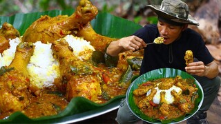 Eating Kebab Chicken Spicy with Rice - Curry Chicken Thing Recipe Eating So Yummy