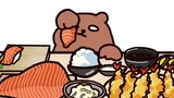Beruang makan salmon versi anime
