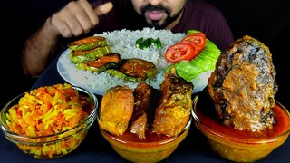 FISH HEAD CURRY, FISH CURRY, BRINJAL FRY, CARROT & POTATO FRY, RICE, SALAD ASMR MUKBANG| #LiveToEATT