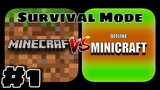 Minecraft PE VS Minicraft Offline : Survival Mode Gameplay Part 1 - [Timelapse]