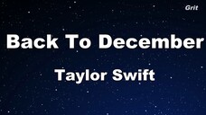 Back To December  Taylor Swift Karaoke With Guide Melody