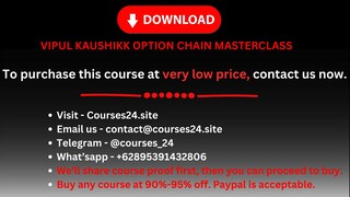 VIPUL KAUSHIKK OPTION CHAIN MASTERCLASS