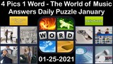4 Pics 1 Word - The World of Music - 25 January 2021 - Answer Daily Puzzle + Daily Bonus Puzzle