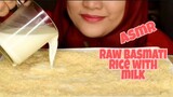 ASMR RAW RICE EATING || RAW BASMATI RICE WITH MILK || ASMR  INDONESIA