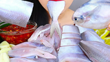 ASMR KOREAN SEAFOOD MUKBANG *RAW BUTTER FISH(Silver Pomfret)* ห้ามพูดเสียงกิน