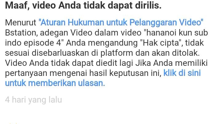 bukan gak mau upload hananoi episode 4 tapi kena langgar Hak cipta