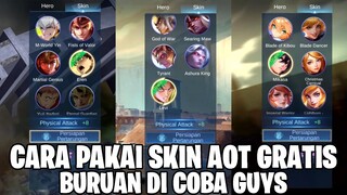 SKIN ATTACK ON TITAN GRATIS ! BURUAN DICOBA GUYS! MOBILE LEGENDS