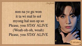 Jungkook Stay Alive Easy Lyrics(Prod. SUGA of BTS) (7 FATES : CHAKHO OST)