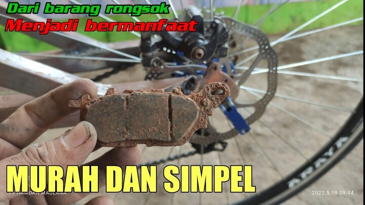 Pasang Dudukan Kaliper Rem Sepeda Di Rangka Frame Menggunakan Bekas Kampas rem sepeda motor
