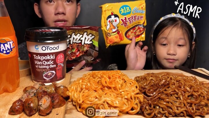 Zin ASMR | MỲ SAMYANG 2x XÉ LƯỠI, MỲ TƯƠNG ĐEN & BÁNH GẠO Tokpokki