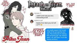 pikujean relationship exposed ft. jealous hange | hooked lyric prank [aot]