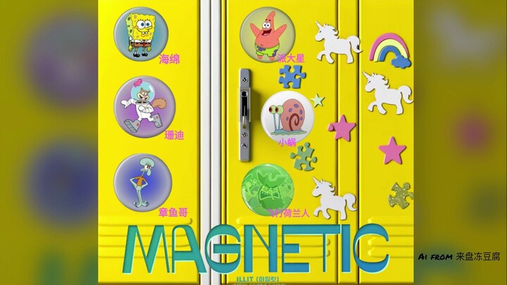 [AI Bikini Bottom Boy Group] "Magnetic" (นักร้องต้นฉบับ: ILLIT, feat. Sandy และ Xiaowo)